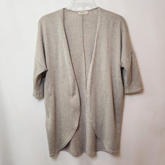 Ginger G Open Front Cardigan in Greige womens size large - Picture 1 of 13